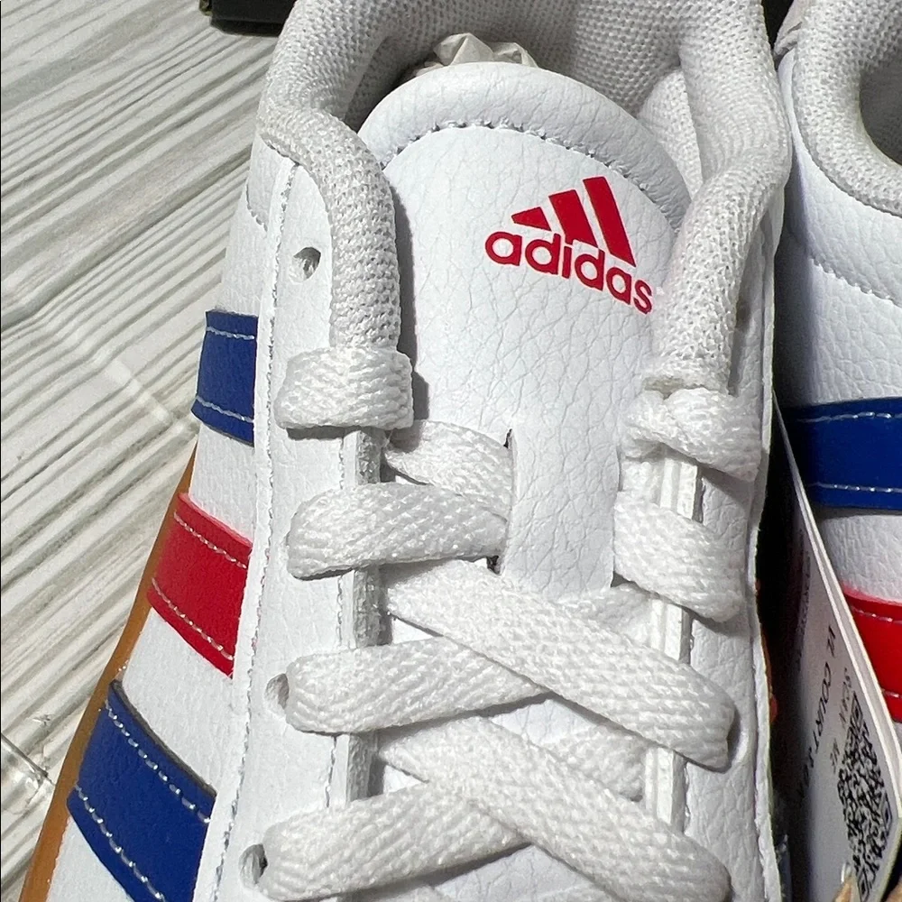Adidas VL Court 3.0 low top Shoes sneakers white blue red stripes little kid 12K